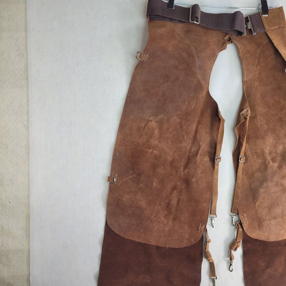 Vintage Brown Suede Leather Horse Riding Chaps for Womens Custom Made Size M/L